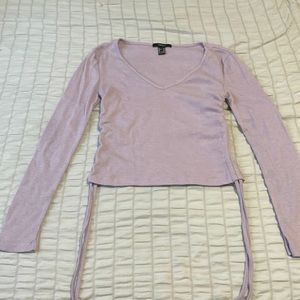 Forever 21 long sleeve crop top with drawstrings on the side